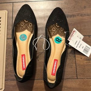 Black Flats - floral cut out